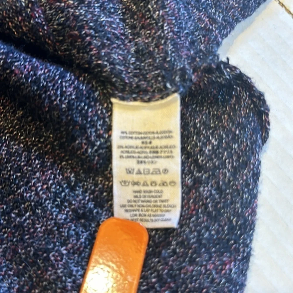 Free People oversized purple black magenta V neck 3 button sweater low high back